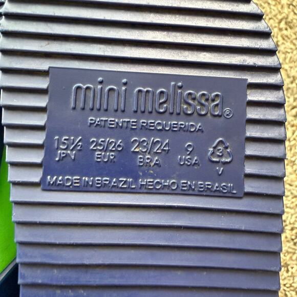 Mini Melissa Cosmoc Sandal Slipper Girls Kids Size 9 Navy Green Adjustable - Picture 7 of 8